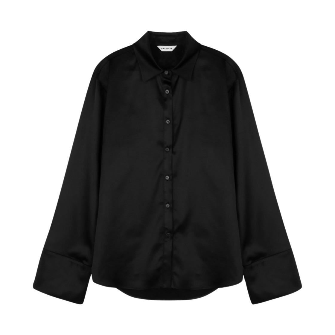 해브레스 우먼 오버커프 셔츠 블랙(Haveless Women Overcuff Silky Shirt Black)
