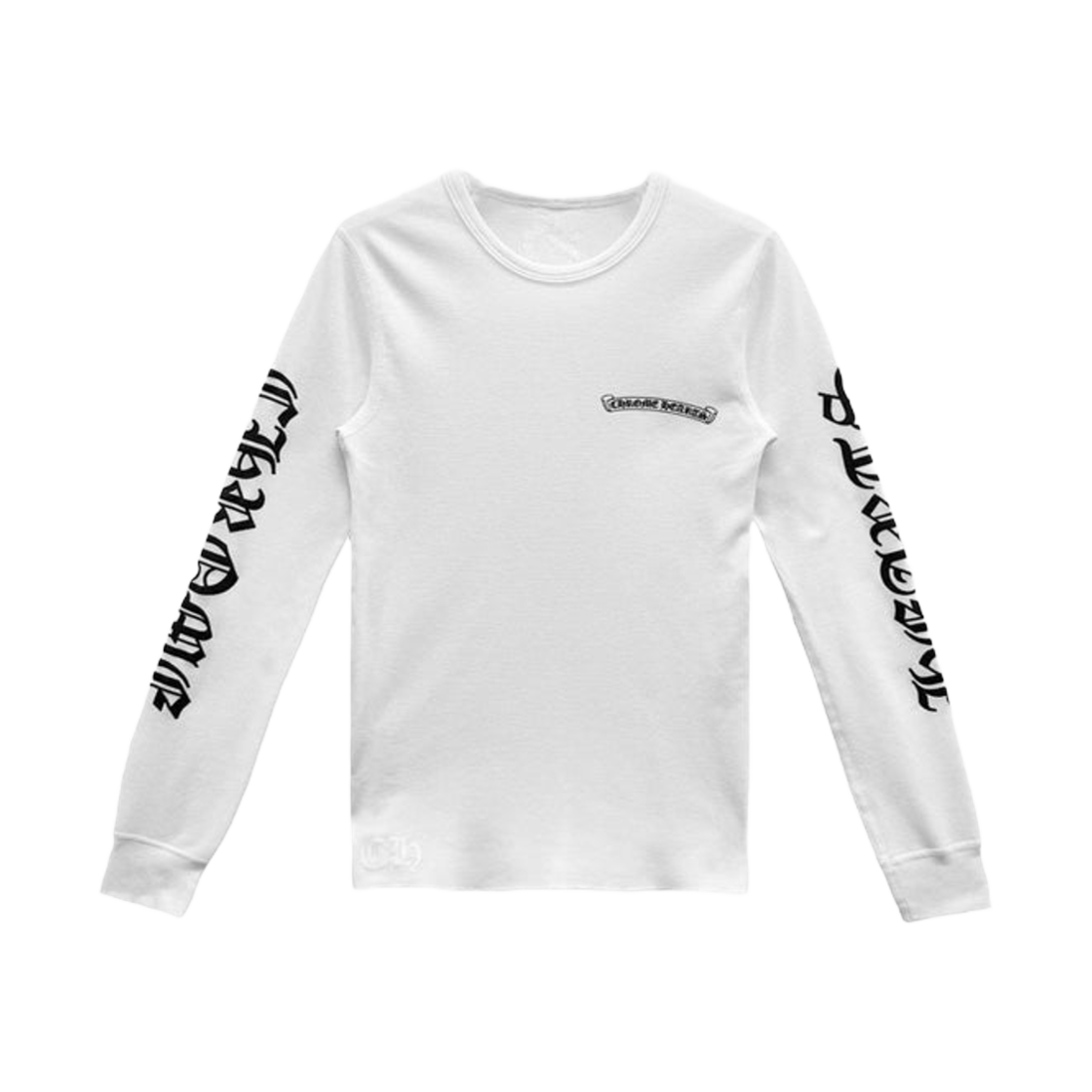 크롬하츠 스크롤 로고 와플 써멀 롱슬리브 티셔츠 화이트(Chrome Hearts Scroll Logo Waffle Thermal Long Sleeve T-Shirt White)