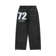 MUCENT Signature Back 72 Lettering Wide Denim Pants Black