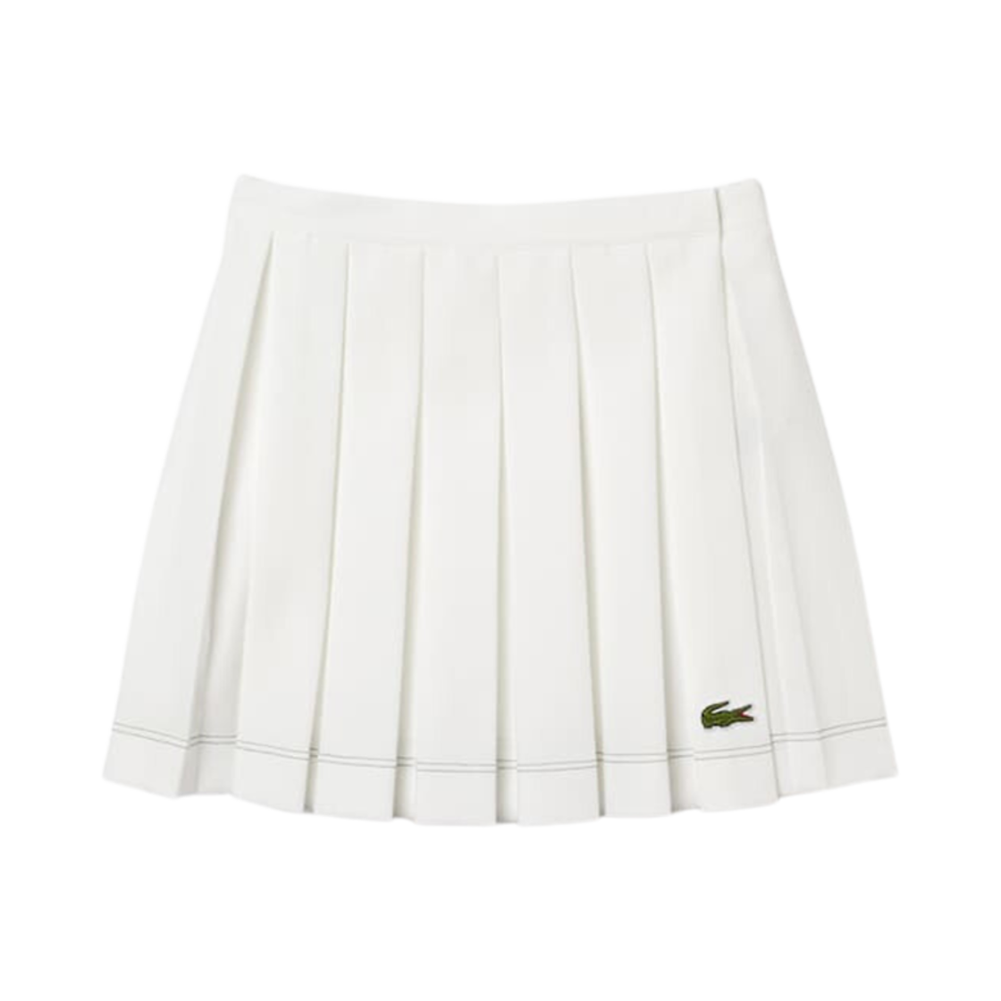 (W) 라코스테 컬러 스티치 포인트 플리츠 스커트 화이트((W) Lacoste Color Stitch Point Pleats Skirt White) - 1