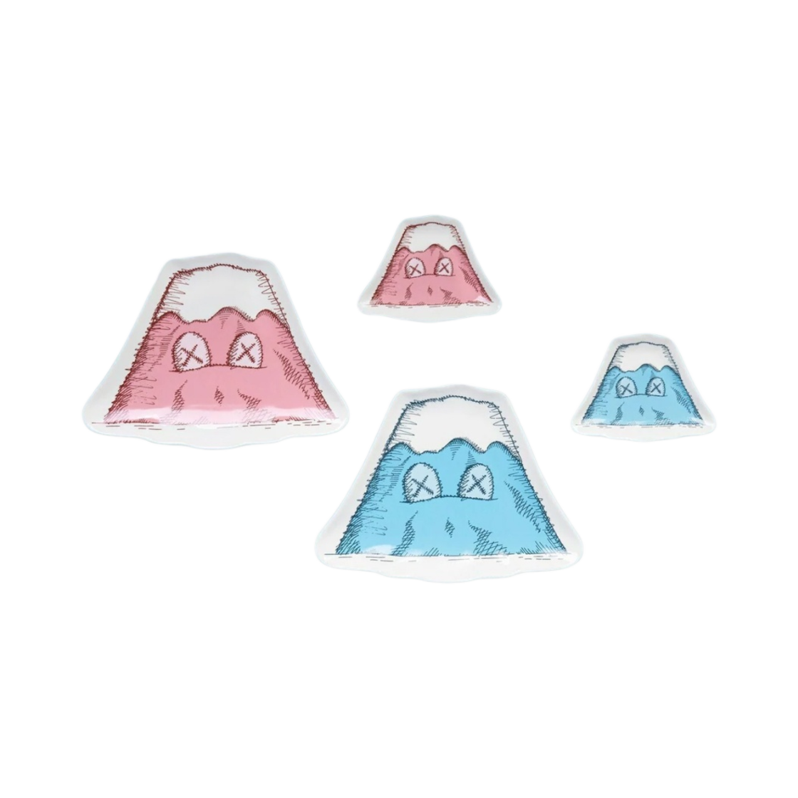 카우스 홀리데이 제펜 후지산 세라믹 플레이트 (4개 세트)(Kaws Holiday Japan Mount Fuji Ceramic Plate (Set of 4))