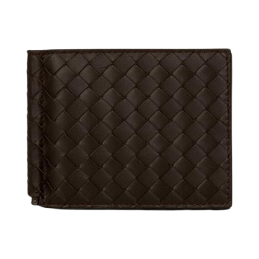 Bottega Veneta Money Clip Bi-Fold Wallet Brown