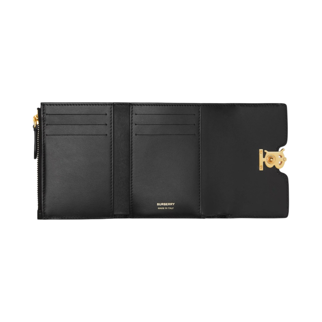 버버리 레더 TB 반지갑 블랙(Burberry Leather TB Folding Wallet Black) - 2