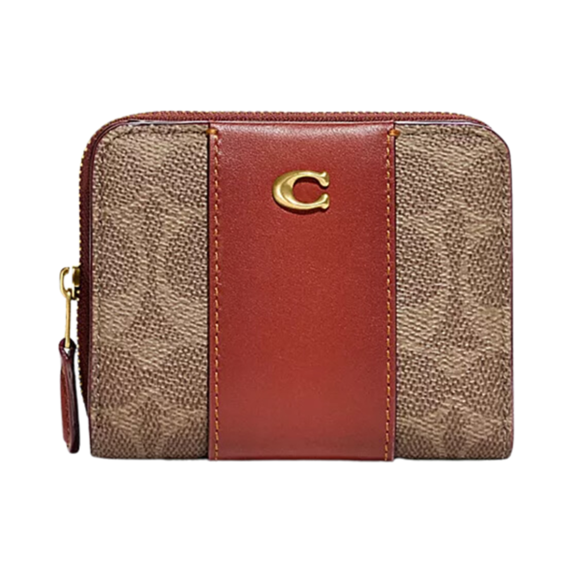 CD716-B4NQ4 Coach Billfold Wallet in Colorblock Signature Canvas Tan Rust