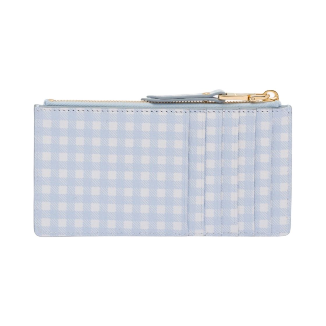 미우 미우 프린트 마드라스 가죽 엔벌로프 지갑 스카이 블루 화이트(Miu Miu Printed Madras Leather Envelope Wallet Sky Blue White) - 3