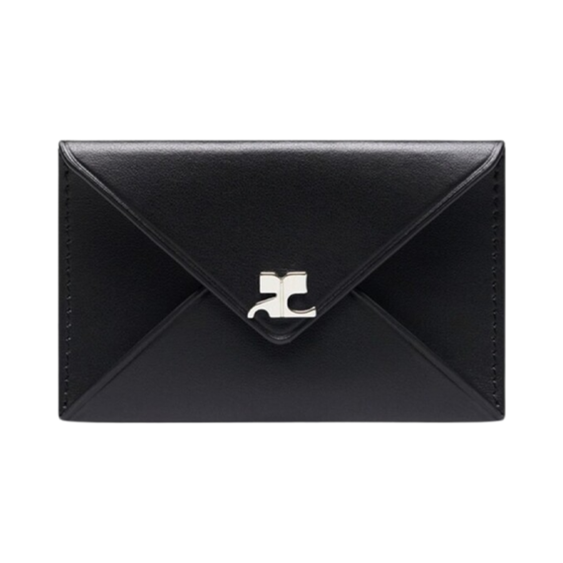 125GPM011CR00659999 Courreges Logo Detail Leather Envelope Card Holder Black