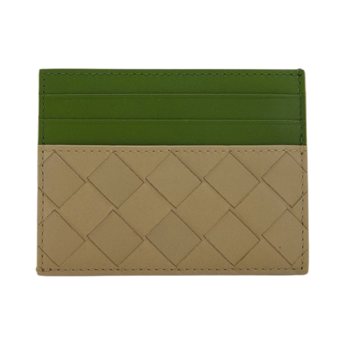 635057VCPQ51530 Bottega Veneta Intrecciato Credit Card Case Travertine Avocado