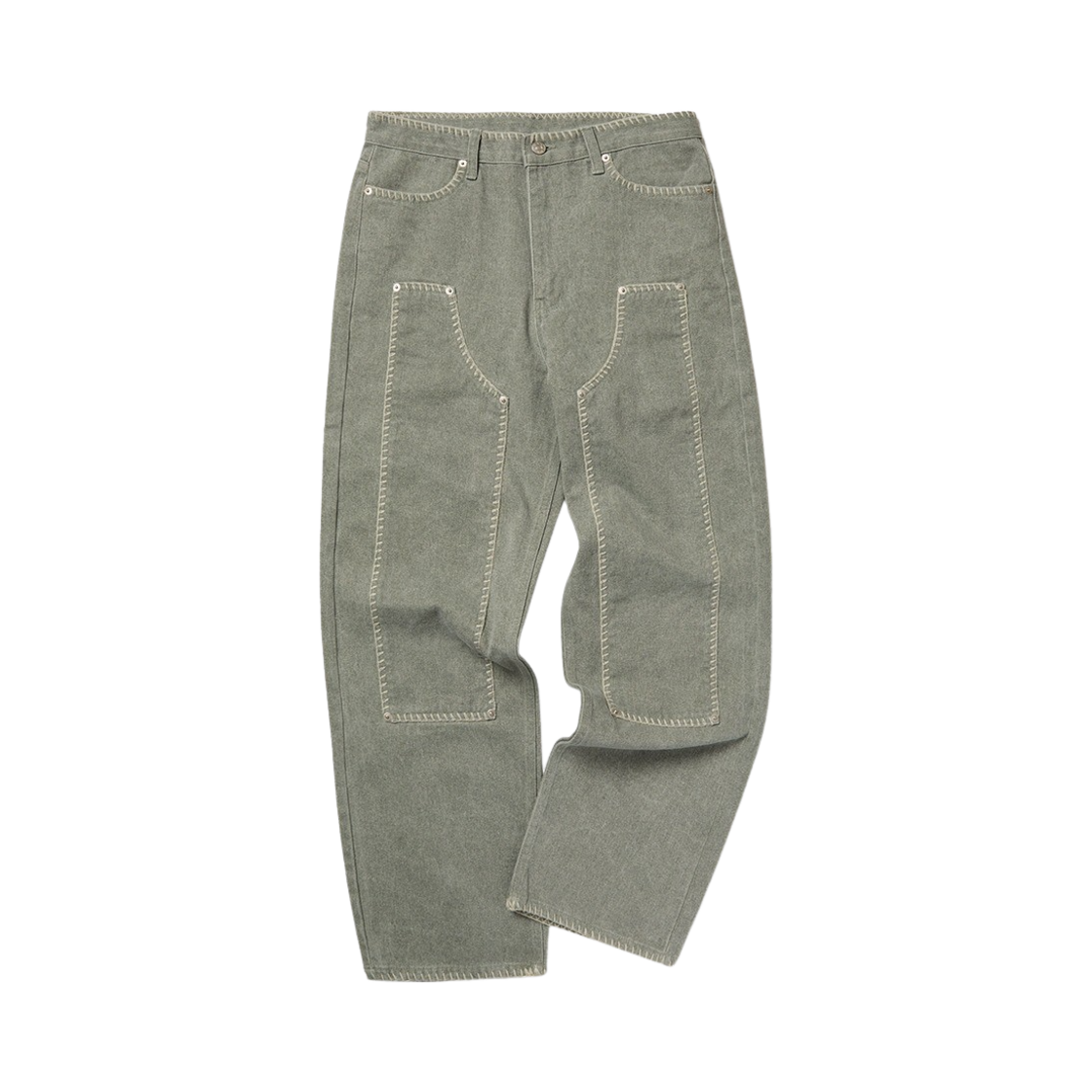 가먼츠팹 담요 바느질 염색당한 목수 바지 카키