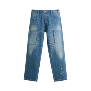 Zara Splattered Cargo Jeans Mid Blue
