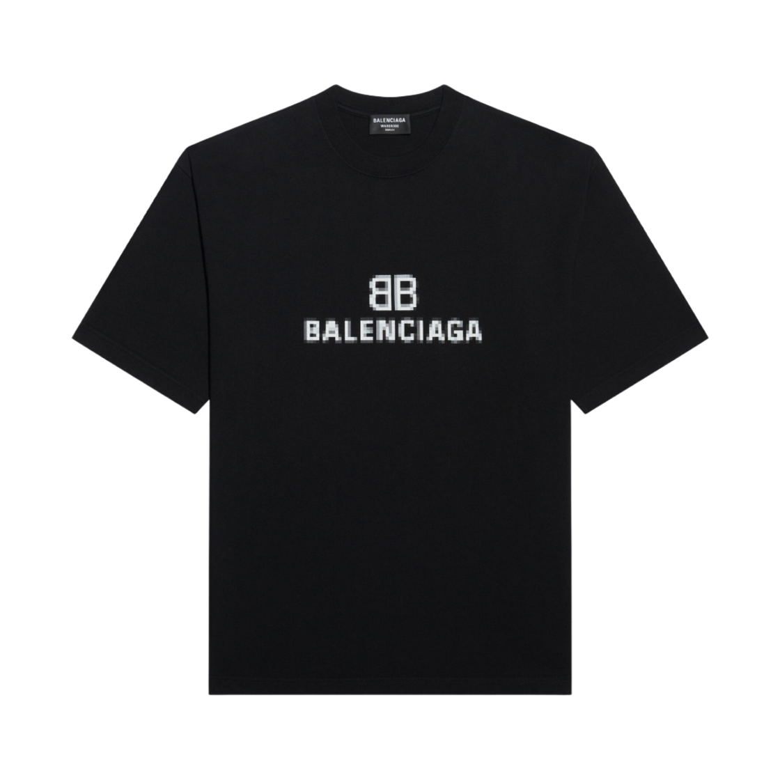 (W) 발렌시아가 BB 픽셀 미디움 핏 티셔츠 블랙((W) Balenciaga BB Pixel Medium Fit T-Shirt Black) - 1