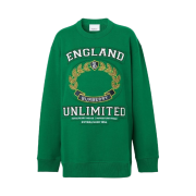 (W) Burberry College Graphic Cotton Oversized Sweatshirt Deep Pine Green