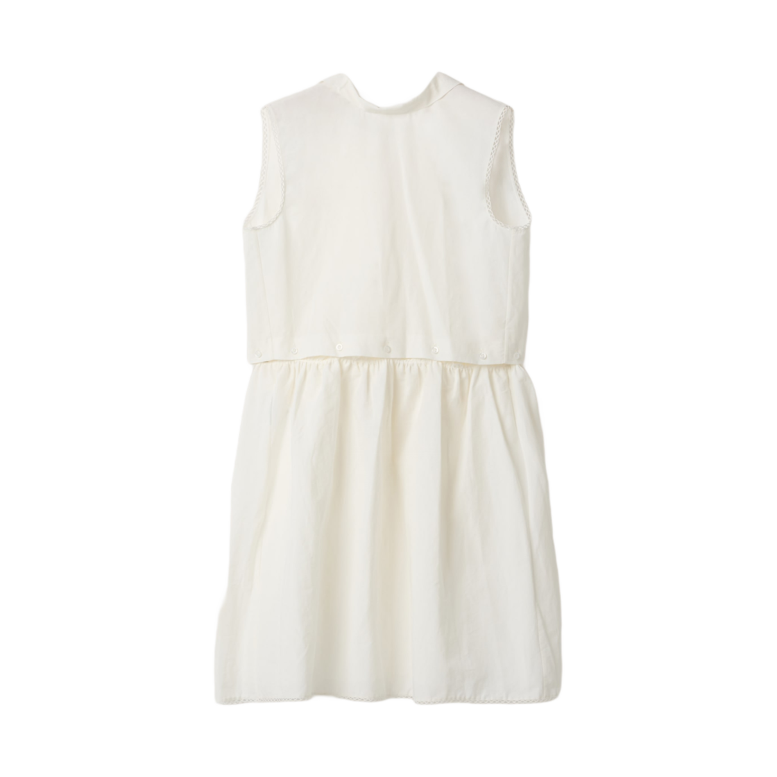 MF5780-163M-F0009 (W) Miu Miu Slubbed Poplin Dress White