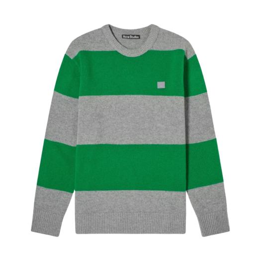 Acne Studios Nimah Block Stripe Crewneck Knit Grey Melange Deep Green