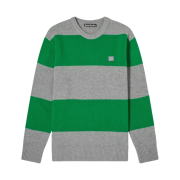 Acne Studios Nimah Block Stripe Crewneck Knit Grey Melange Deep Green