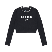 (W) Nike NSW Chill Knit Slim Long Sleeve Cropped Graphic T-Shirt Black - US/EU