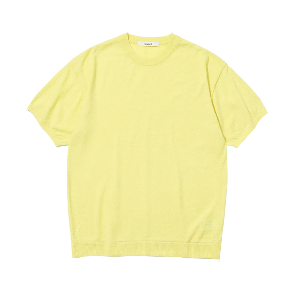 니티드 쿨 썸머 에센셜 라운드 반팔 니트티 레몬