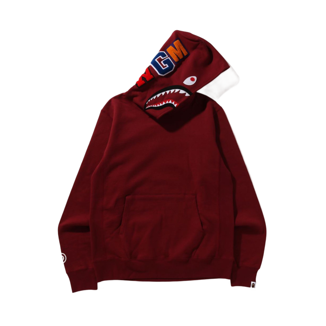 베이프 샤크 풀오버 후드 버건디