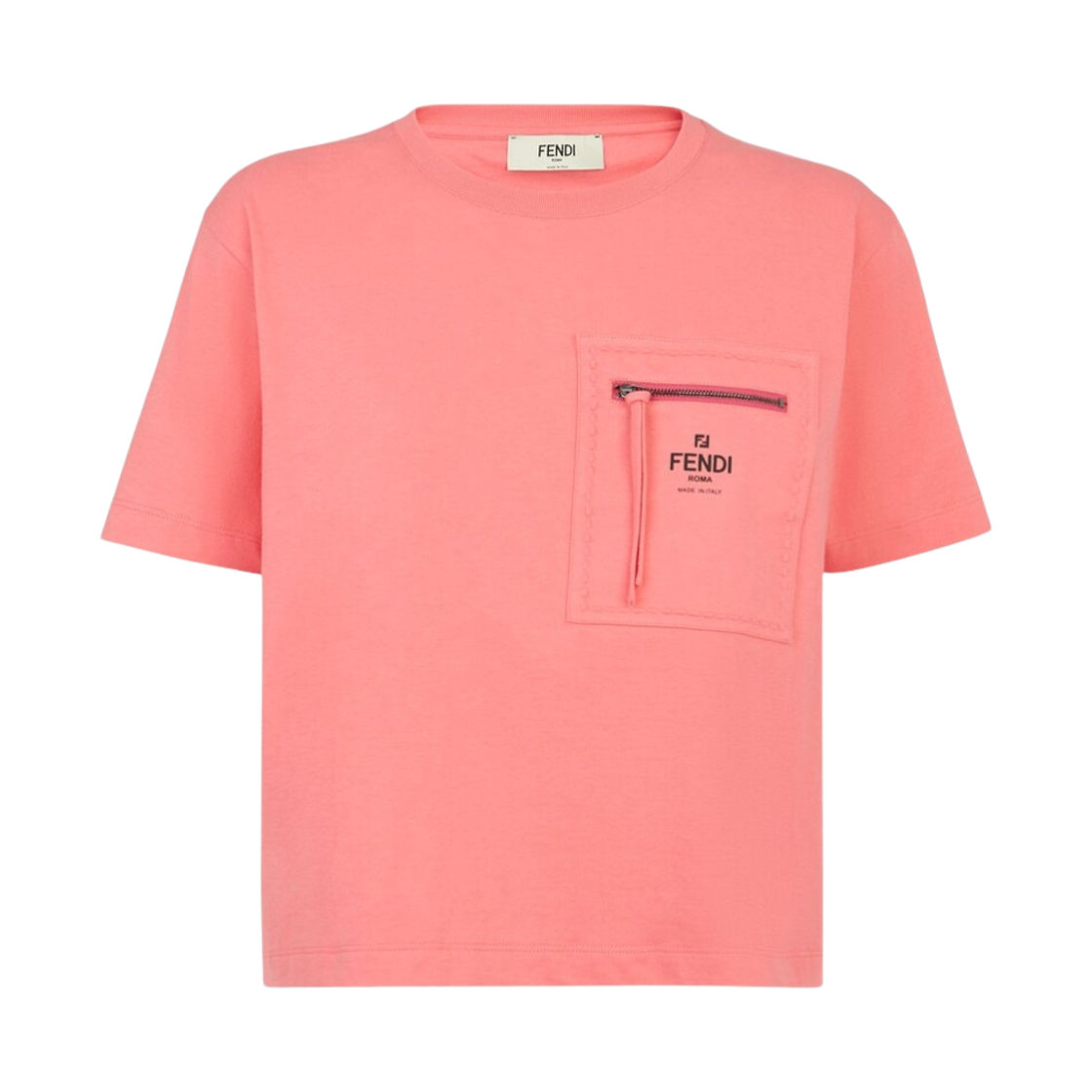 (W) 펜디 저지 크롭 티셔츠 핑크((W) Fendi Jersey Cropped T-Shirt Pink) - 1