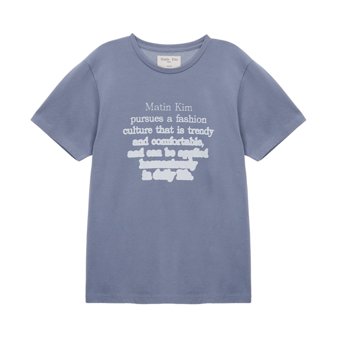 (W) 마뗑킴 잉크 스프레디드 레터링 탑 스모크 블루((W) Matin Kim Ink Spreaded Lettering Top Smoke Blue) - 1