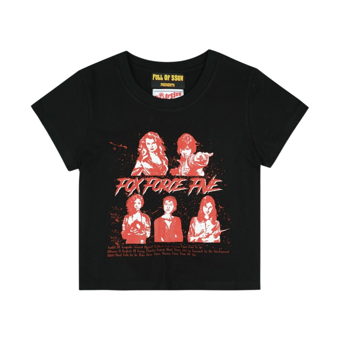 24SS-10 Full of Ssun Fox Force Five Crop T-Shirt Black