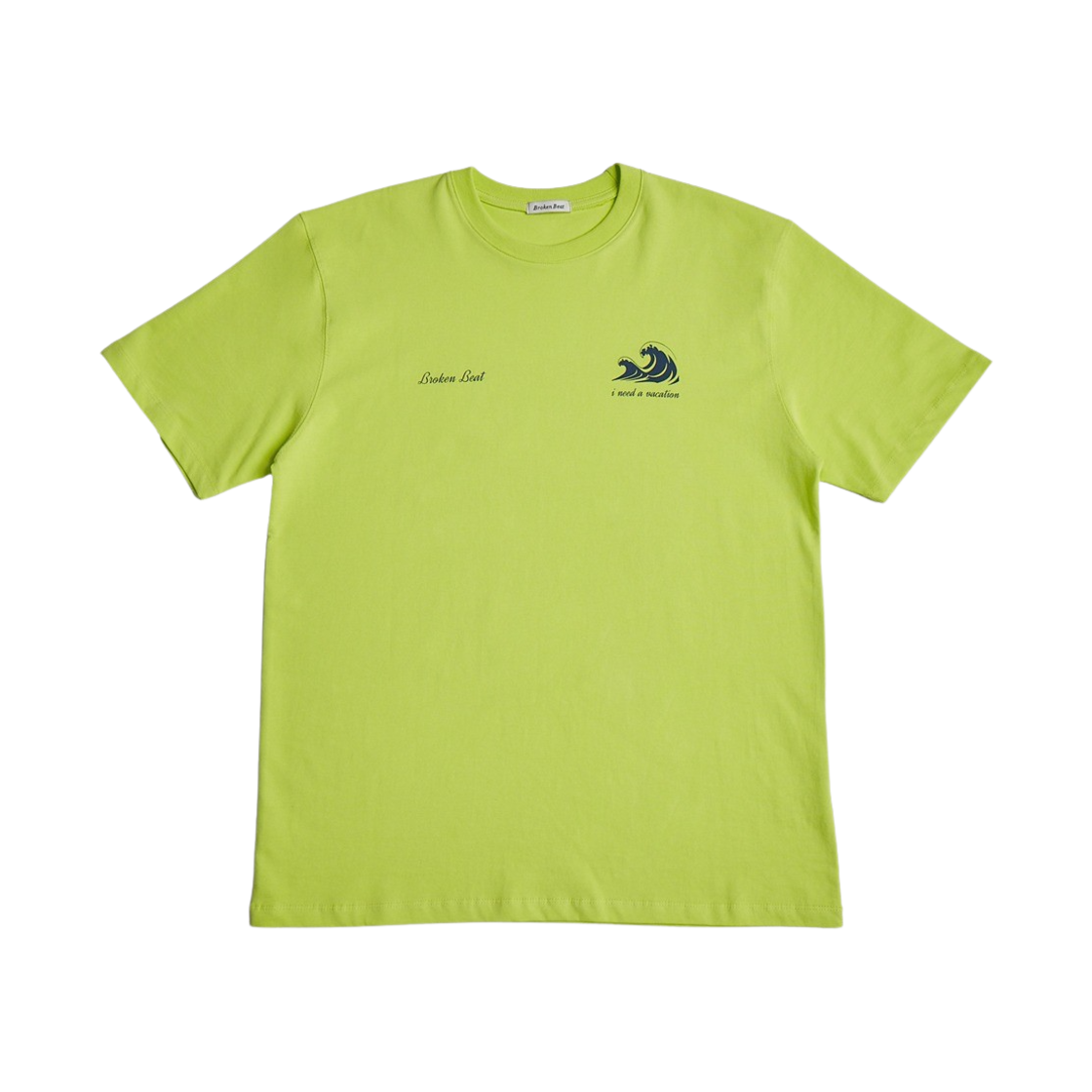 브로큰비트 웨이브 로고 아이니드 베케이션 반팔티셔츠 라이트옐로우(Broken Beat Wave Logo I I Need A Vacation Shorts Sleeve Light Yellow)