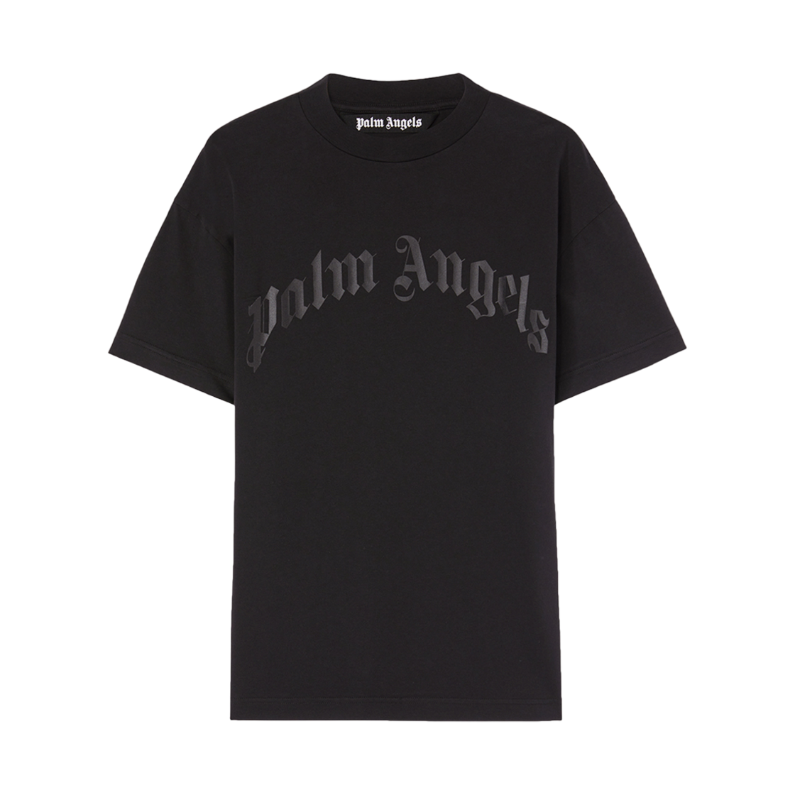 P8TMMS699 PALM ANGELS Curved Logo Tee Black - Black
