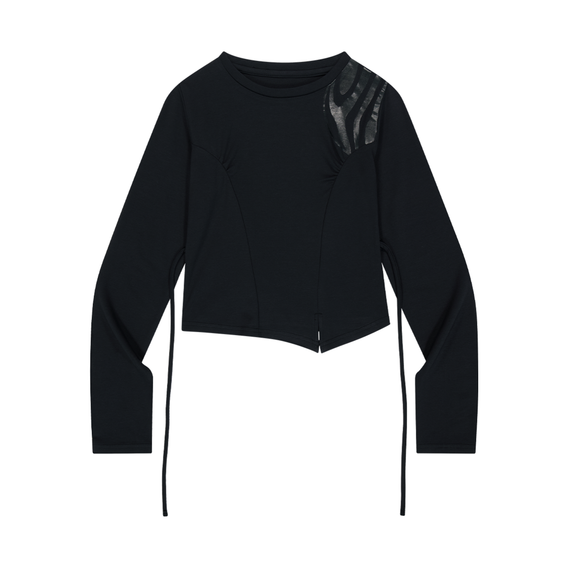 25Q1ODWLT26BK OFFGRID Shirring Crop Long Sleeve T-Shirt Black