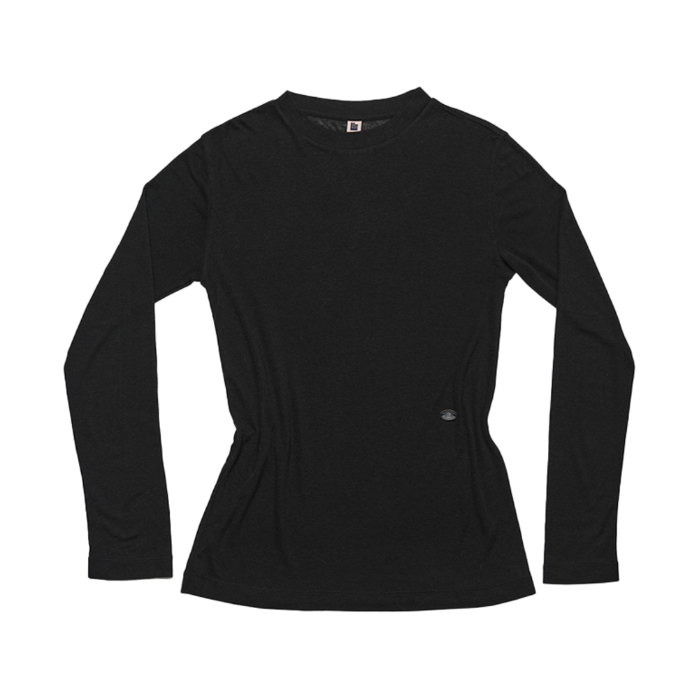 LLL90C-LTS-DBK008F LLL Design Studio Wool Ribbed-Jersey Long-Sleeved Tee Deep Black