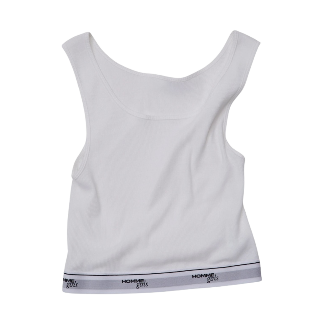 (W) 옴므걸스 로고 크롭 탱크탑 화이트((W) Homme Girls Logo Cropped Tank Top White)