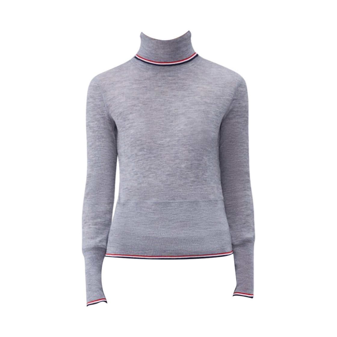 FJT268A-J0092-055 (W) Thom Browne Wool Rib Turtleneck Light Grey