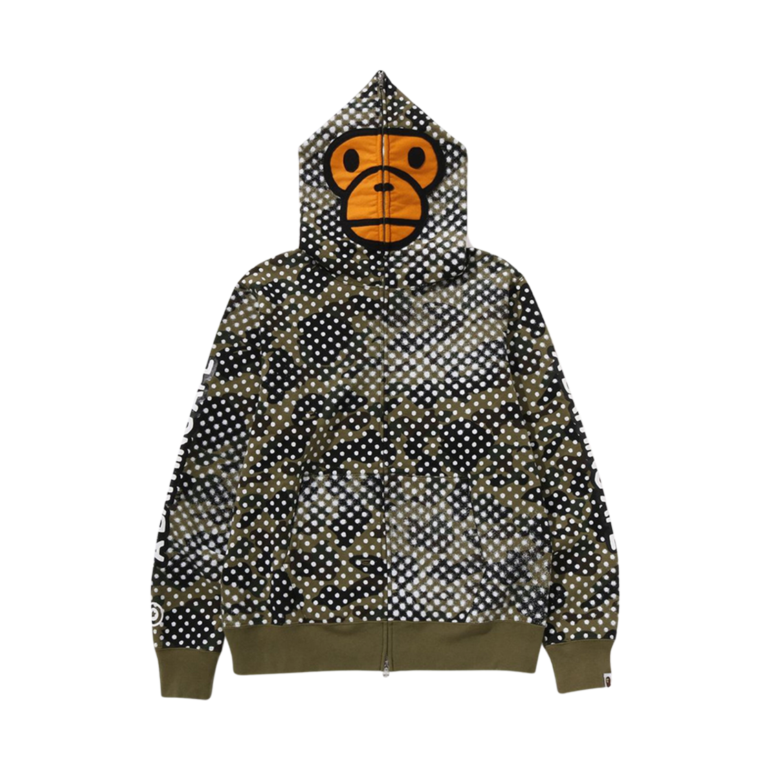 0ZXSWMX15902N BAPE x Joshua Vides Milo Face Full Zip Hoodie Green