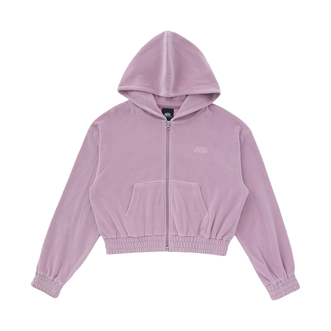 (W) 이미스 크롭 벨루어 후드 집업 핑크((W) Emis Cropped Velour Hood Zip Up Pink)