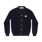 Play Comme des Garcons Gold Heart Knit Cardigan Navy