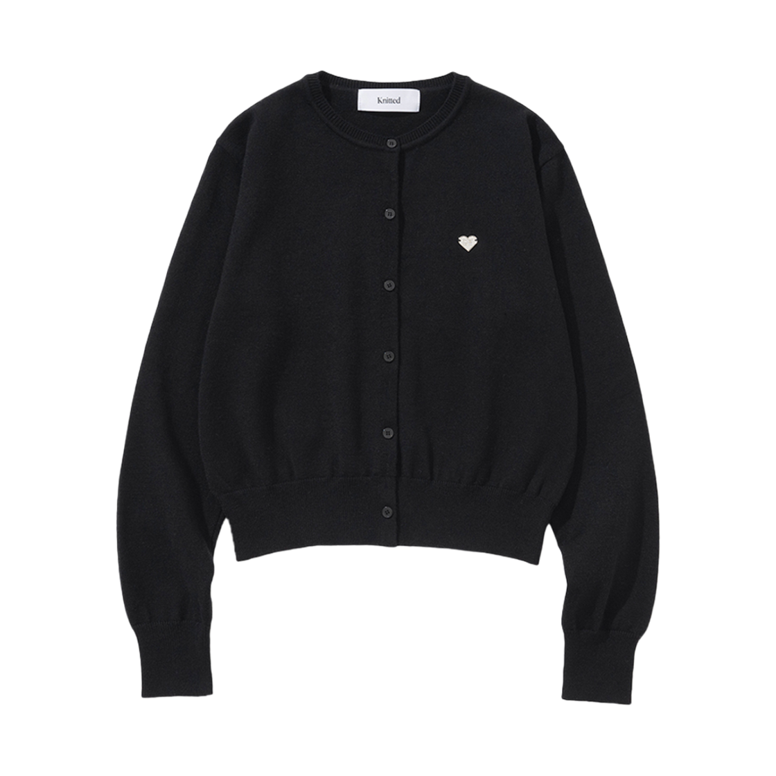 니티드 베이직 에센셜 워셔블 라운드 가디건 우먼 블랙