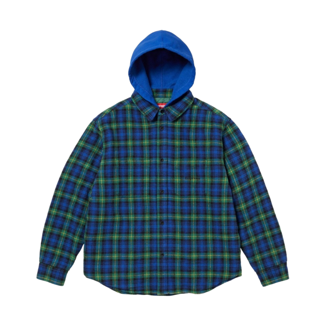 슈프림 타탄 플란넬 후드 셔츠 블루 - 23FW