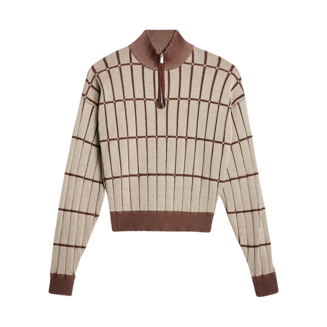 자크뮈스 르 풀 마라 체커드 니트 폴로 멀티 베이지(Jacquemus Le Pull Malha Checkered Knit Polo Multi Beige) - 1