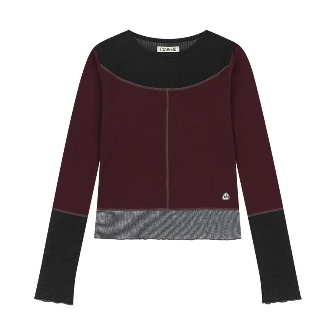 코이세이오 네트 스티치 롱슬리브 플럼 레드