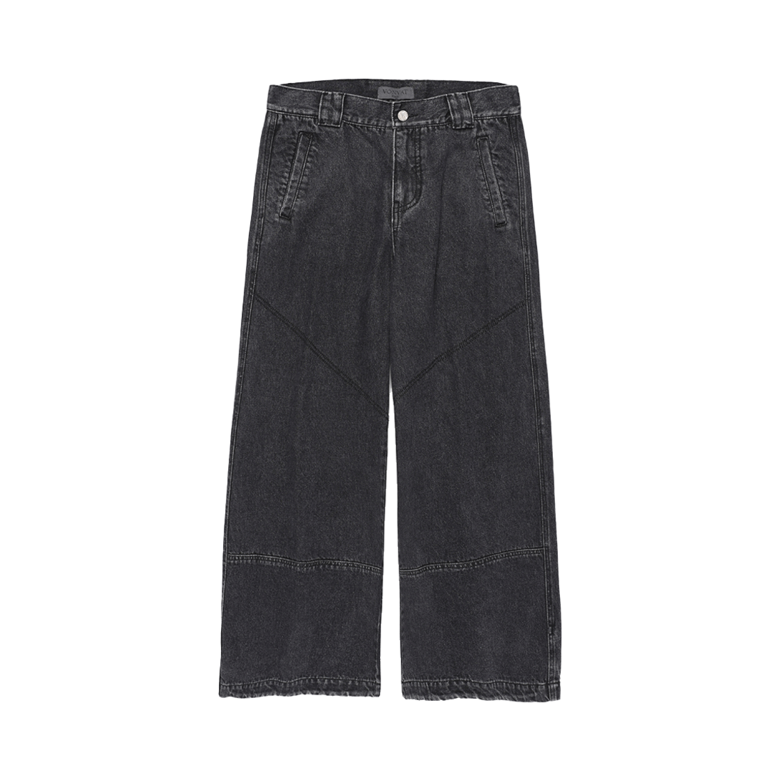 본바트 V 스티치 와이드 진 블랙