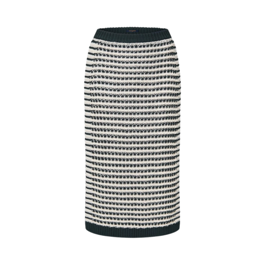 (W) Louis Vuitton Striped Lace Knit Skirt Navy