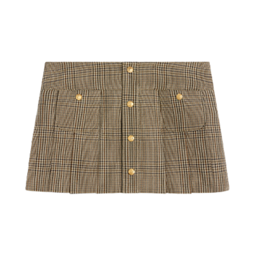 ミニスカート CELINE | PLEATED BANDEAU MINI SKIRT IN LINEN AND WOOL PLEATED BANDEAU MINI SKIRT IN LINEN AND WOOL - BEIGE/MARRON