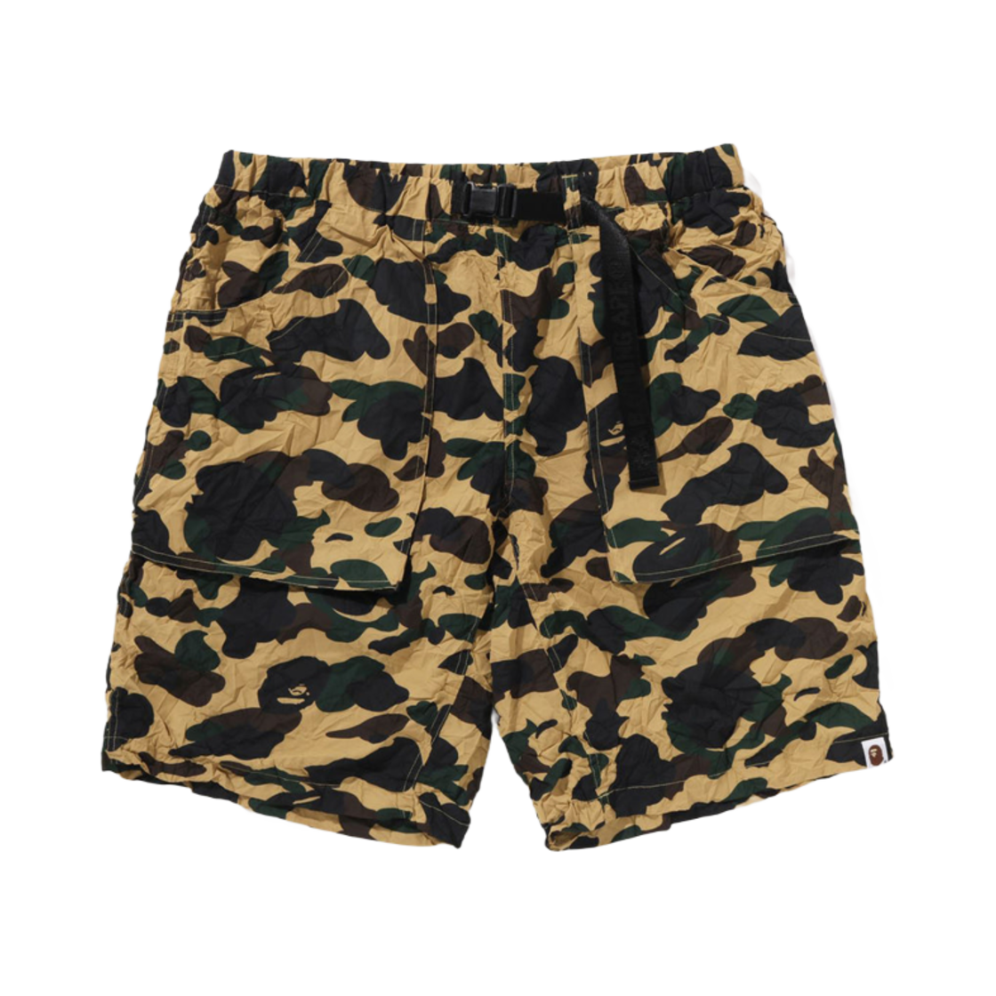 베이프 크링클 이펙트 퍼스트카모 레귤러 핏 클라이밍 쇼츠 옐로우(BAPE Crinkle Effect 1stcamo Regular Fit Climbing Shorts Yellow)