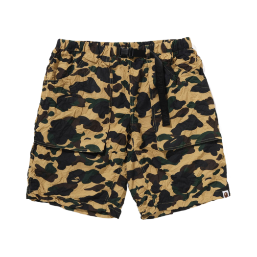 - BAPE Crinkle Effect 1stcamo Regular Fit Climbing Shorts Yellow