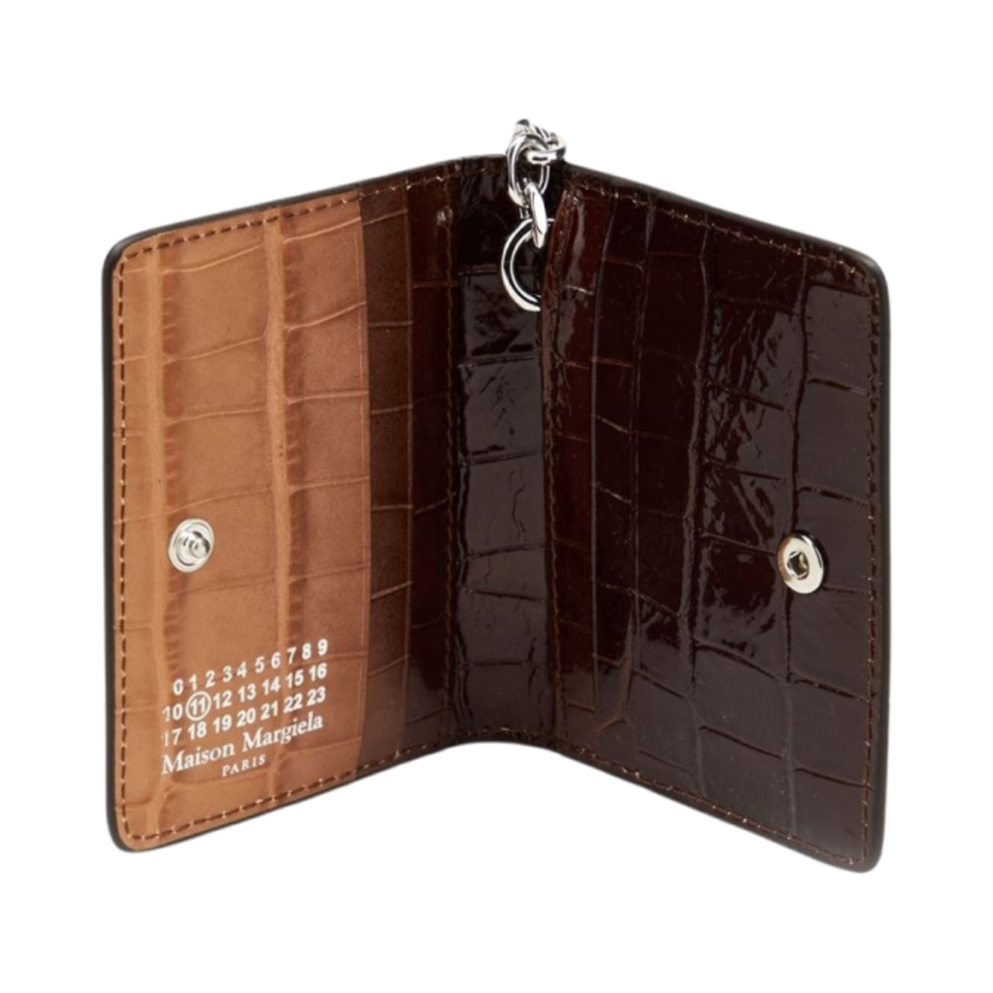 메종 마르지엘라 보빈 레더 크로커다일 프린트 키링 카드 홀더 꼬냑(Maison Margiela Bovine Leather Crocodile Print Keyring Card Holder Cognac) - 2