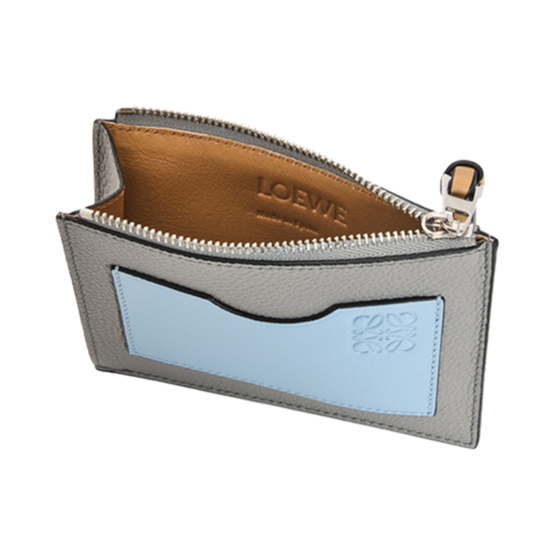 로에베 소프트 그레인드 카프스킨 라지 코인 카드 홀더 펄 그레이 더스티 블루(Loewe Large Coin Card Holder in Soft Grained Calfskin Pearl Grey Dusty Blue) - 3