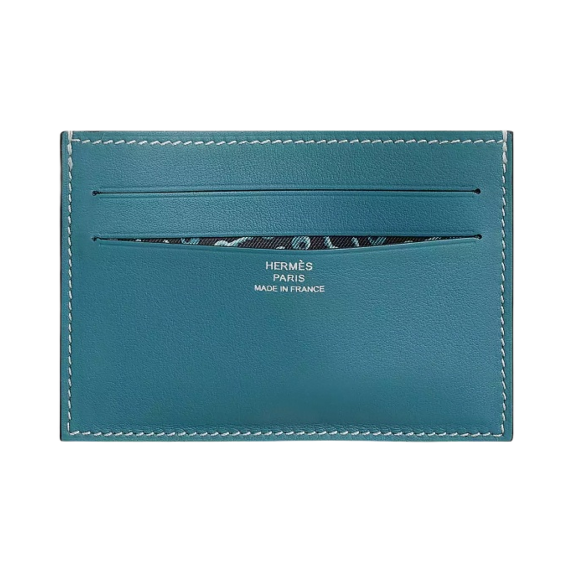 H085114CAAB Hermes Citizen Twill Card Holder Swift & Silk Clochette Bleu Jean Caban