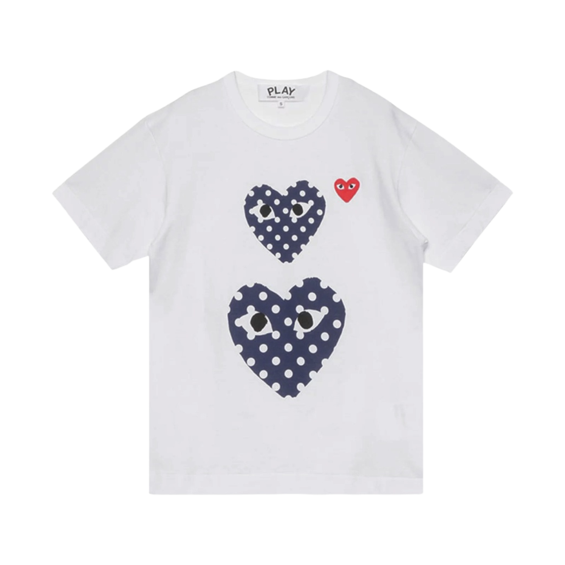 AZ-T238-051-1 Play Comme des Garcons Polka Dot Double Heart T-Shirt White