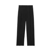 COS Wide Leg Pleated Linen Blend Trousers Black