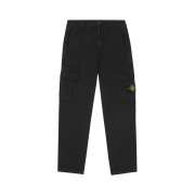 Stone Island 303WA Brushed Cotton Canvas Garment Dyed Cargo Pants Black - 22SS