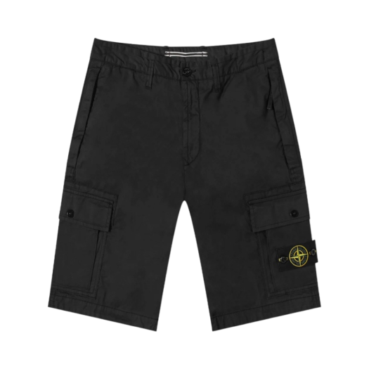 Stone Island L1119 Cotton Twill Bermuda Cargo Shorts Black - 22SS