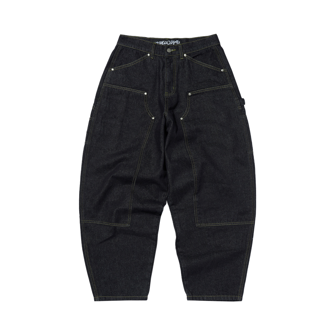 스웨이드 커브드 더블니 팬츠 로우 인디고(Suade Curved Double Knee Pants Raw Indigo)